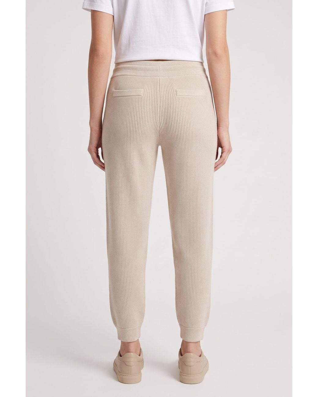 Brunello Cucinelli Natural Ribbed Knit Trousers