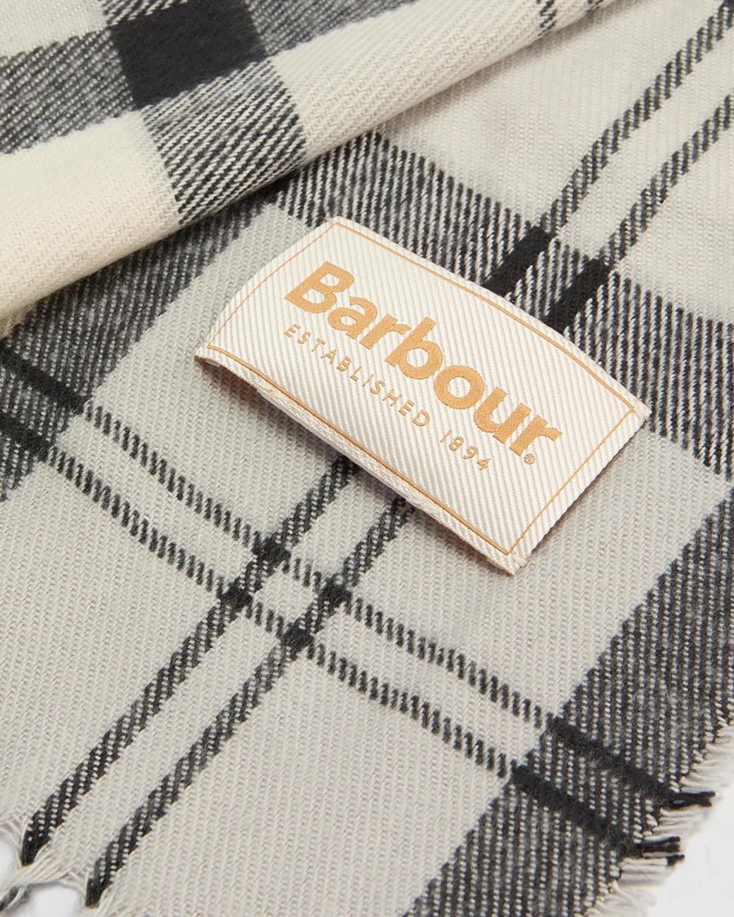 Barbour Gray Beanie And Scarf Gift Set Dover Monochrome Tartan Viscose