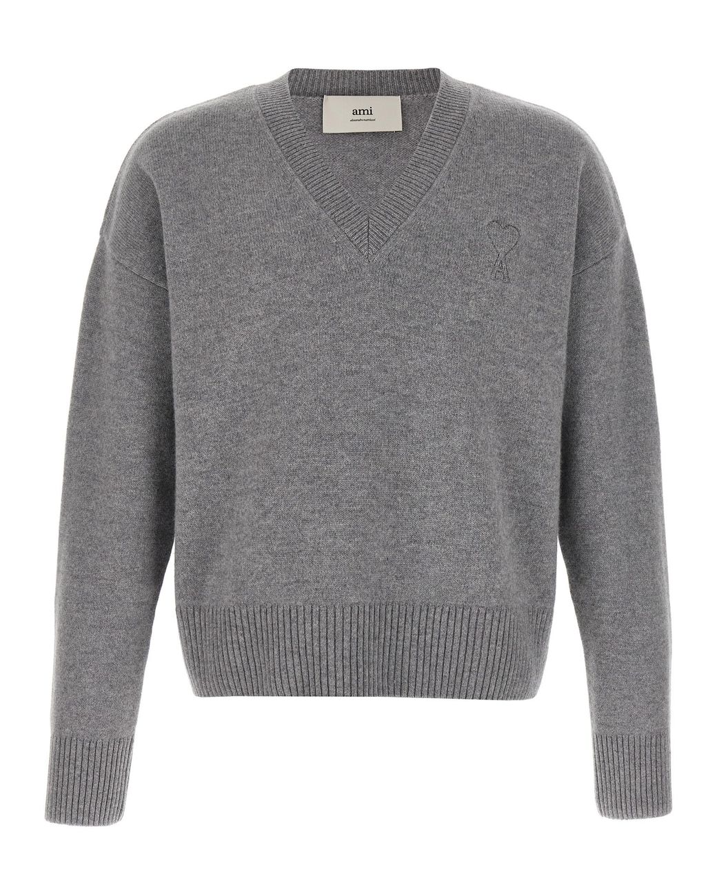 AMI Gray Wool Cardigan Clothing for men