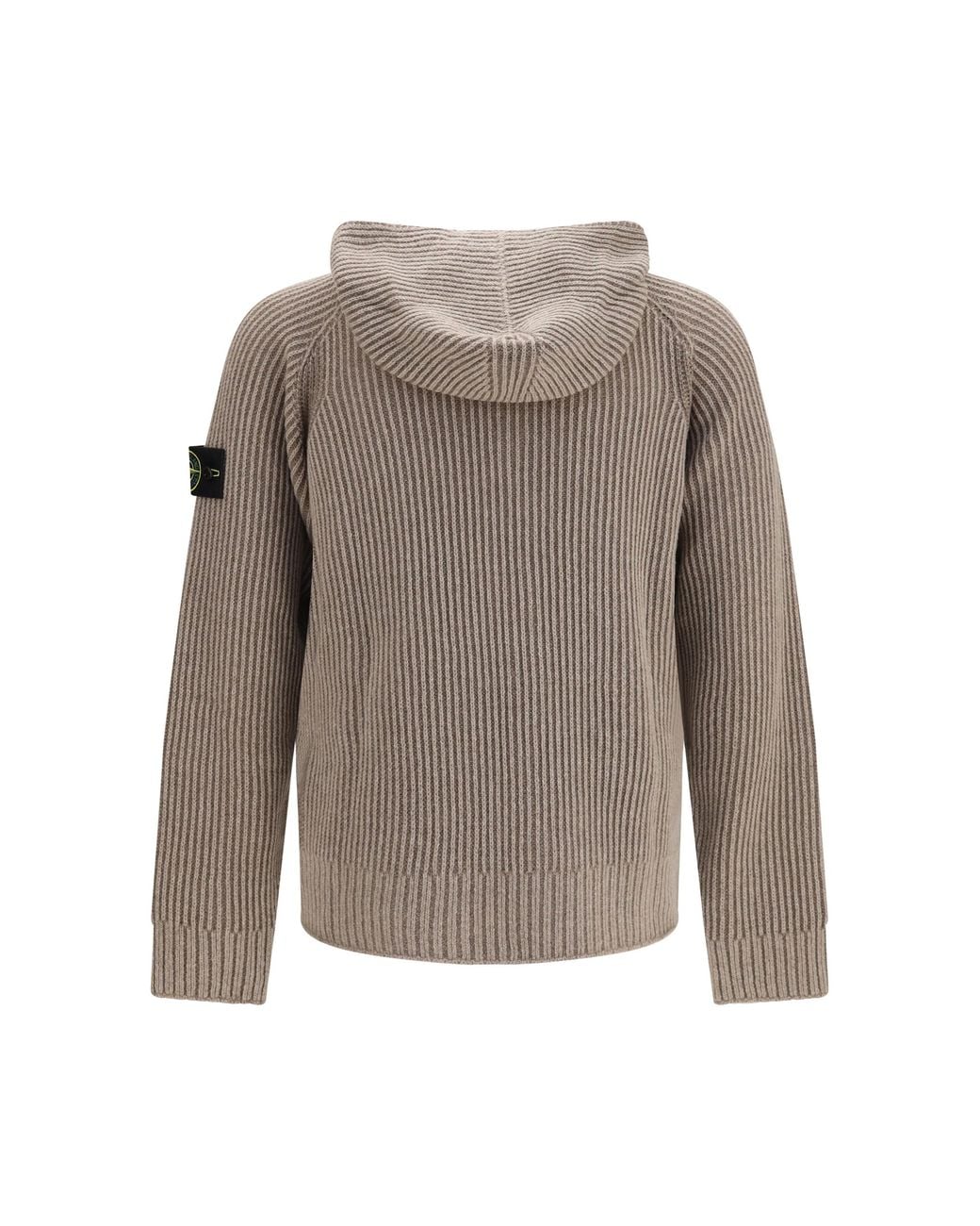 Stone Island Gray Hooded Zip-Up Sweater for men