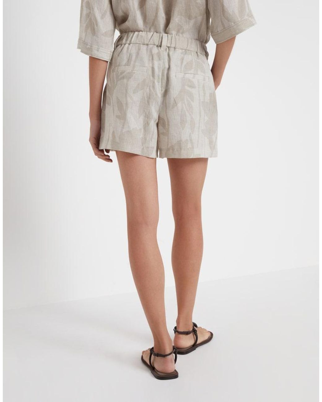 Brunello Cucinelli White Linen Pleated Shorts