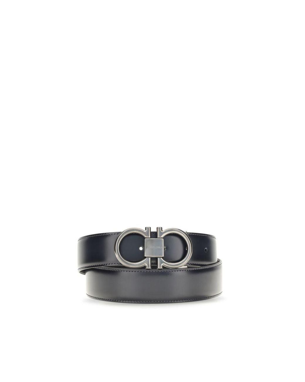Ferragamo Gray Blue Calf Leather Bos Taurus Regular Belt for men