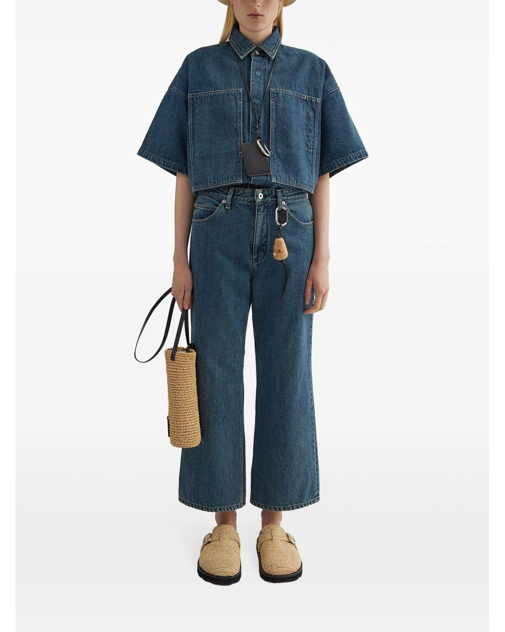 Jil Sander Blue Denim Wide-Leg Jeans