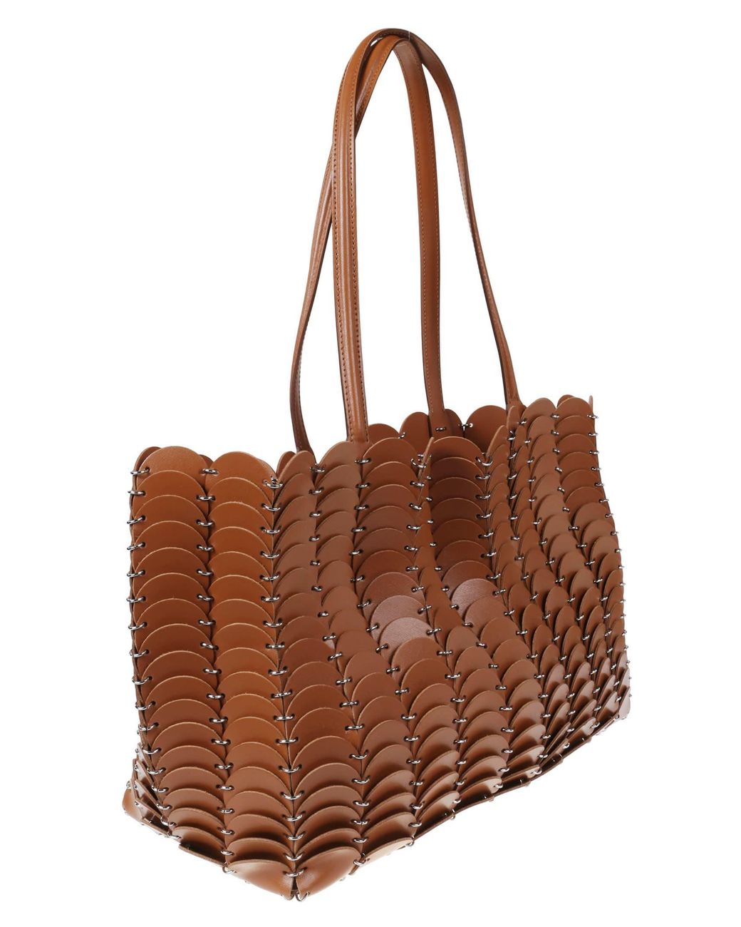 Paco Rabanne Leather Pacoio Cabas Bag in Cognac (Brown) | Lyst