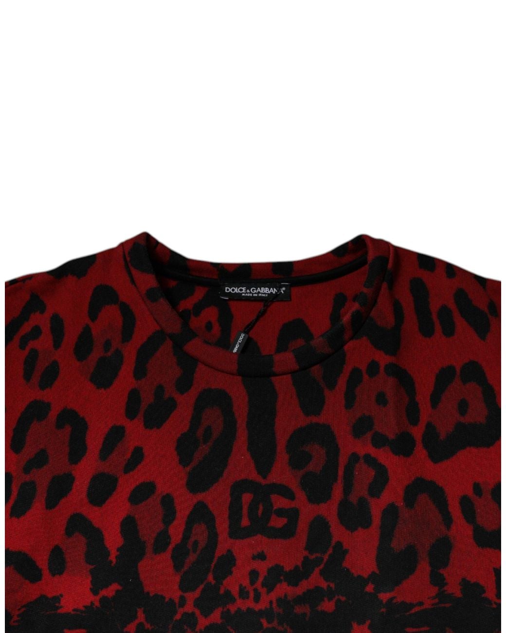 Dolce & Gabbana Red Leopard Print Cotton Sleeveless T for men