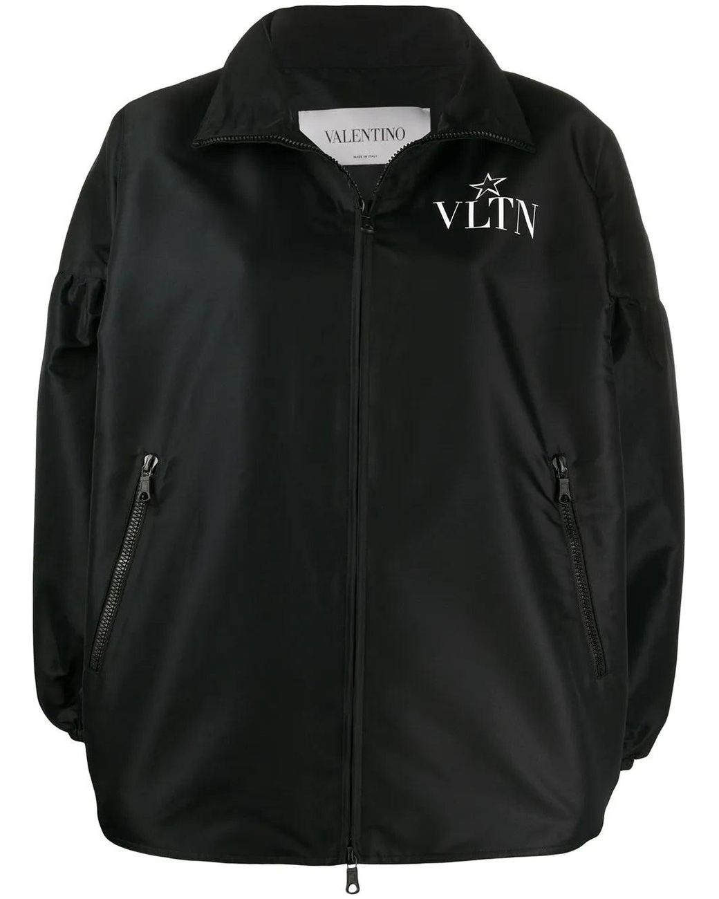 Valentino Black Logo Print Bomber Jacket Clothing