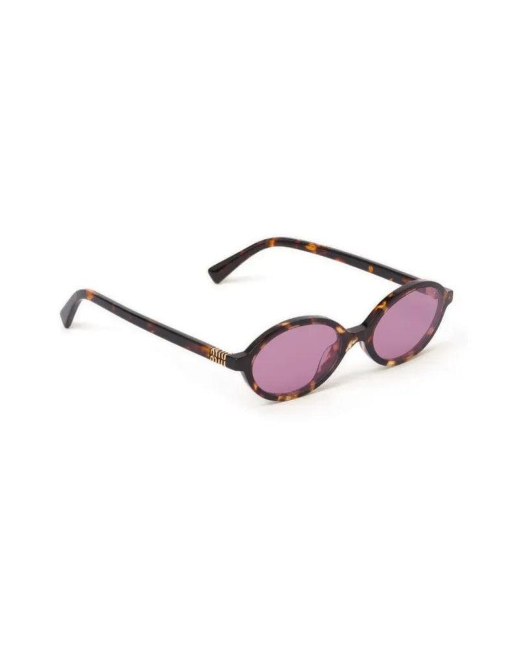 Miu Miu Pink Miu Miu Eyewear Smu04Zc050Evau Oval Frame Sunglasses
