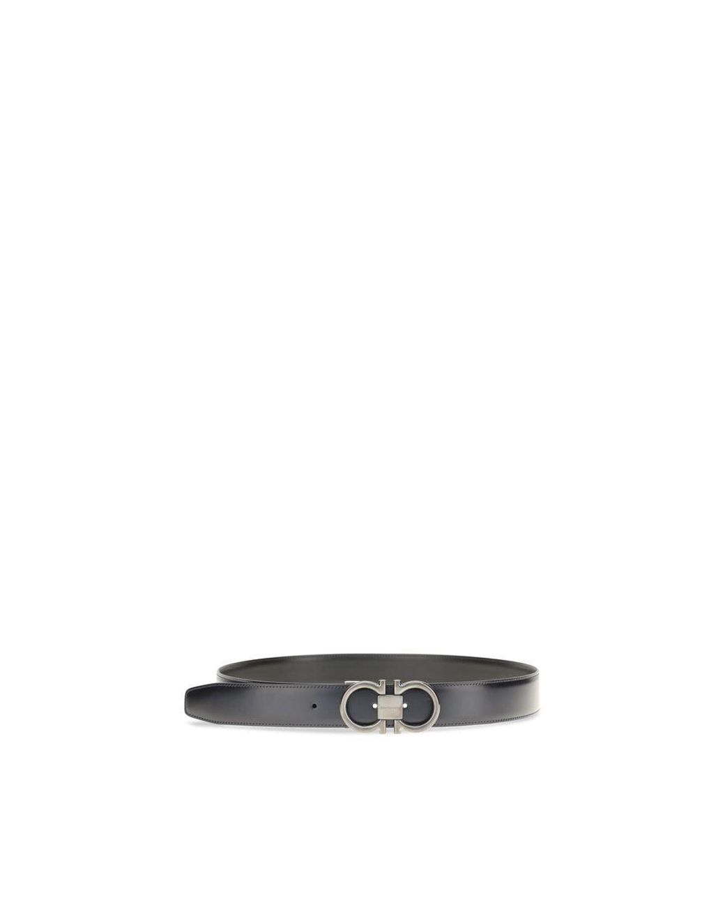 Ferragamo Gray Blue Calf Leather Bos Taurus Regular Belt for men