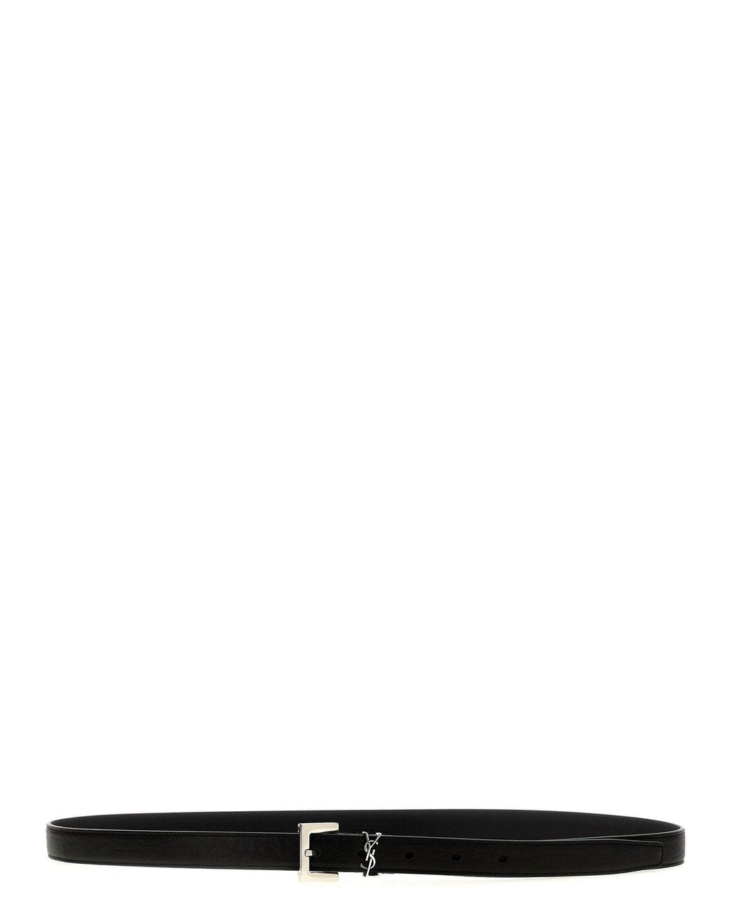 Saint Laurent Black Ysl Logo Metal Buckle Belt for men