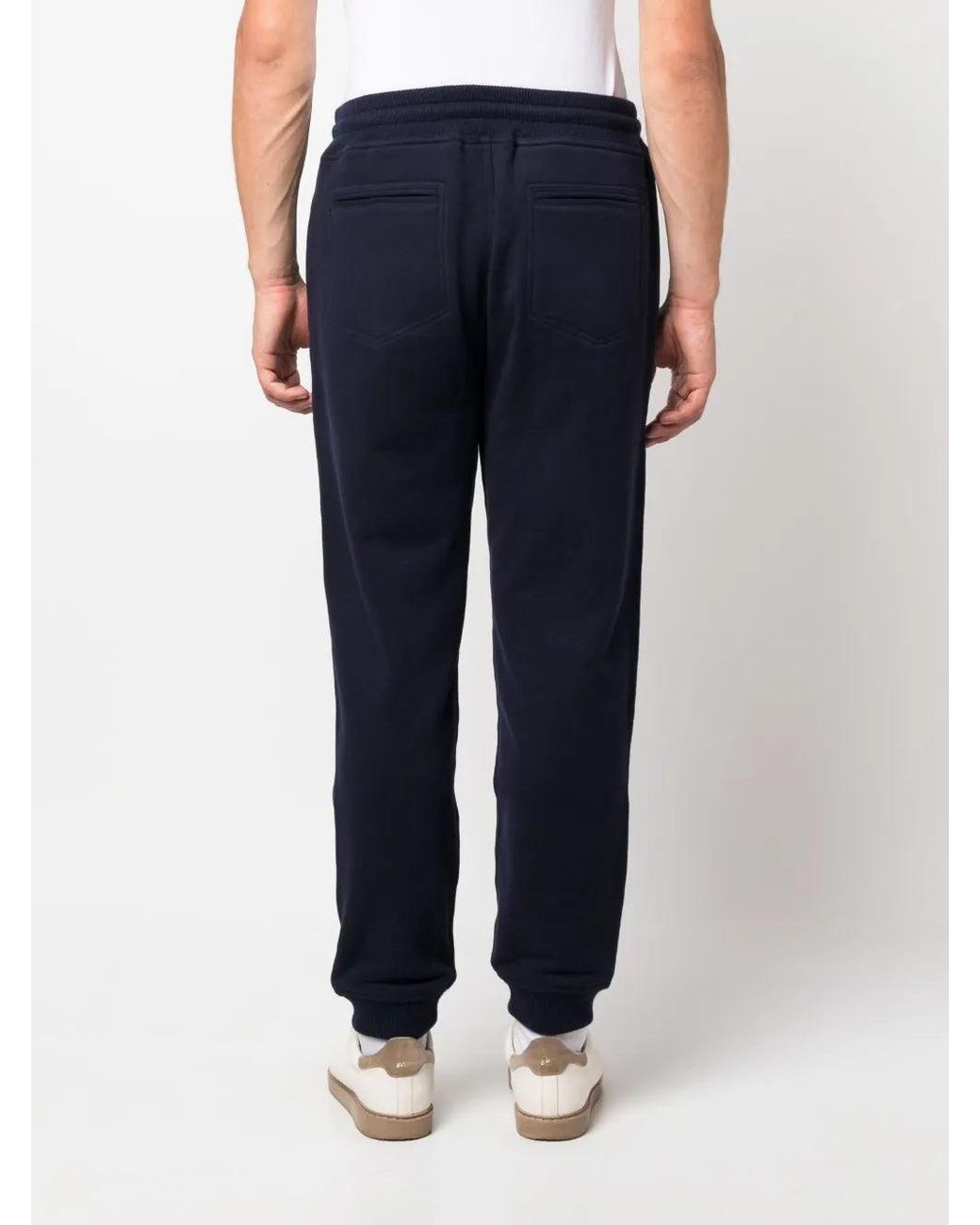 Brunello Cucinelli Blue Knit Drawstring Trousers for men