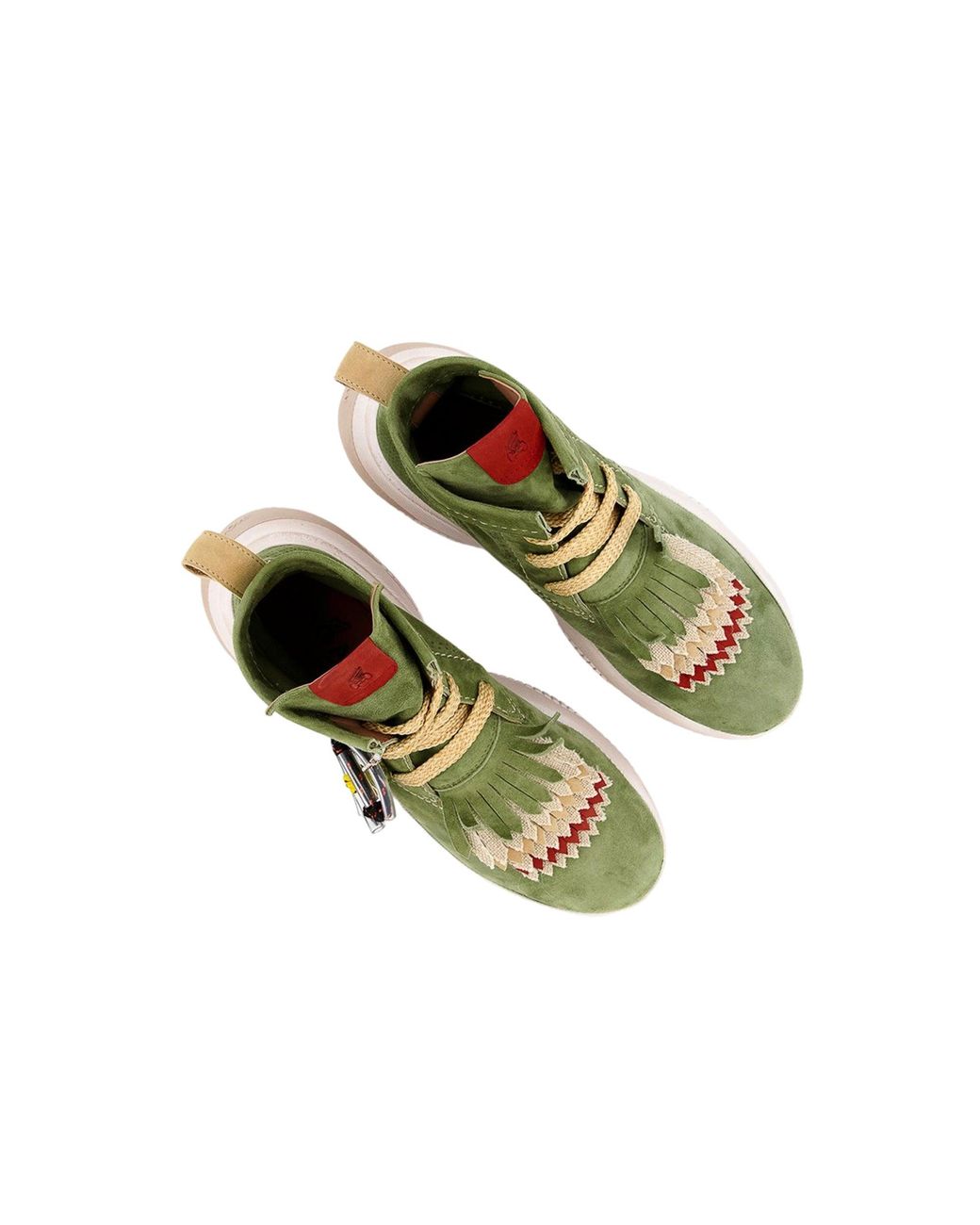 Hogan Green Fringe-Trimmed Lace-Up Boots
