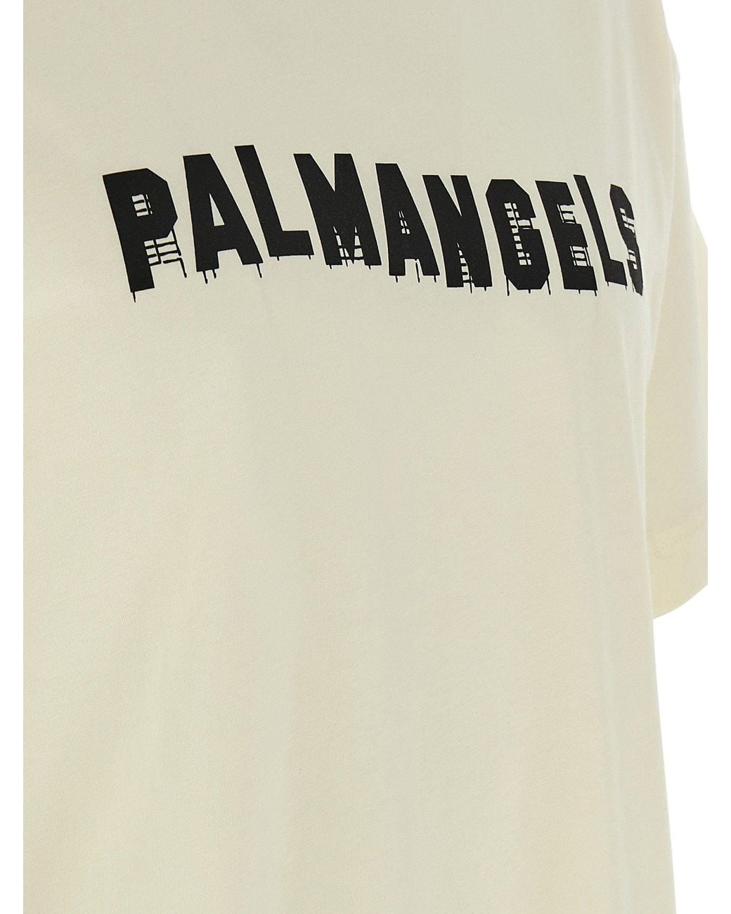 Palm Angels White Logo Print T-Shirt for men