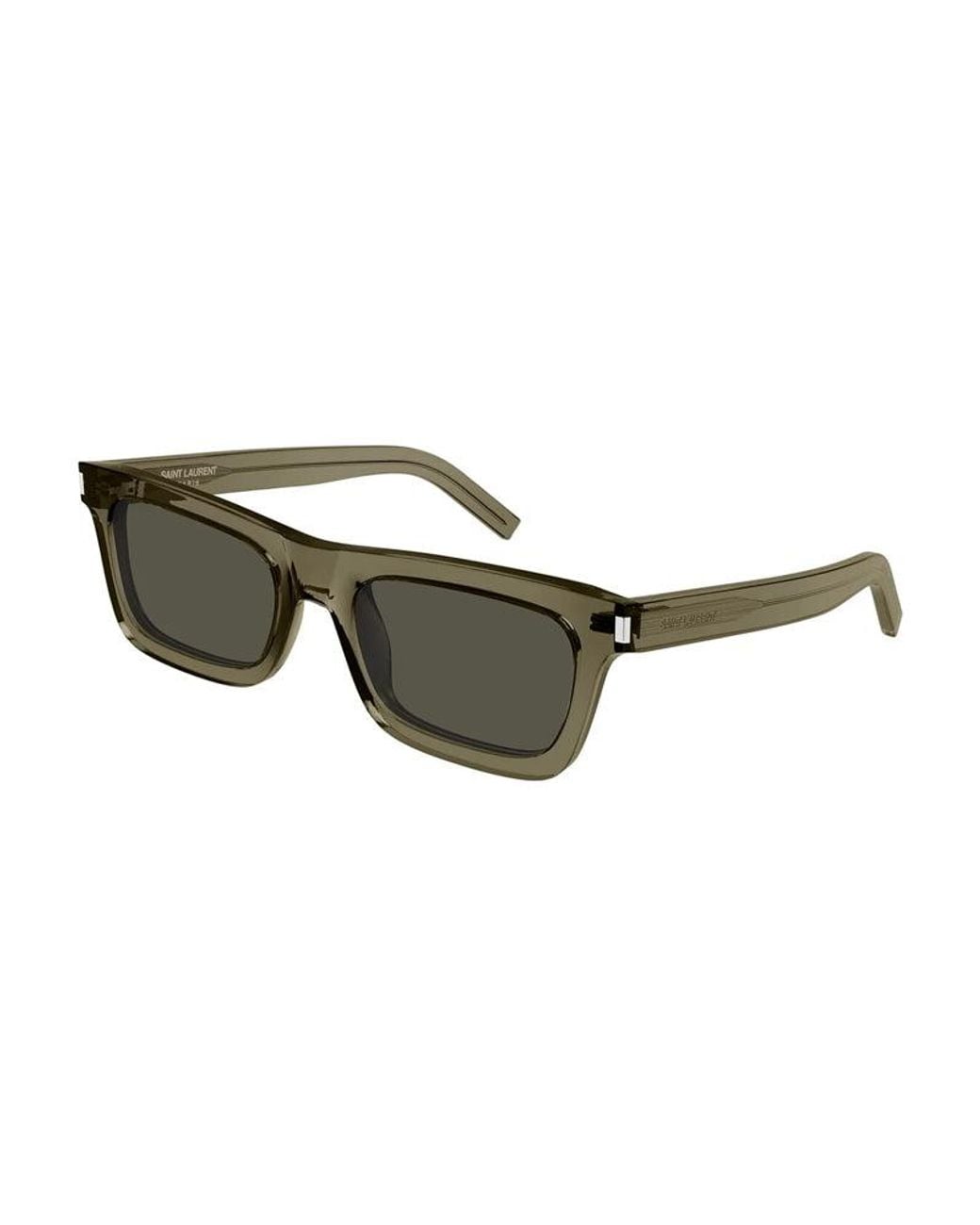 Saint Laurent Green Sunglasses Rectangle Full Rim, Shiny Frame And Lens Sl461Betty022