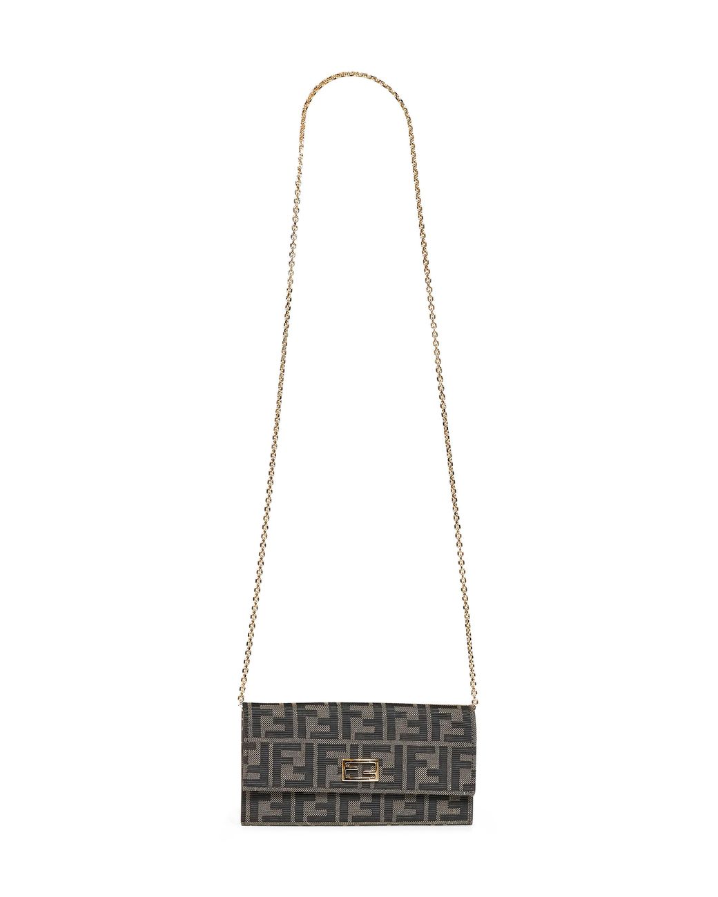 Fendi White Tobacco Continental With Chain Tube Wallet On Chain
