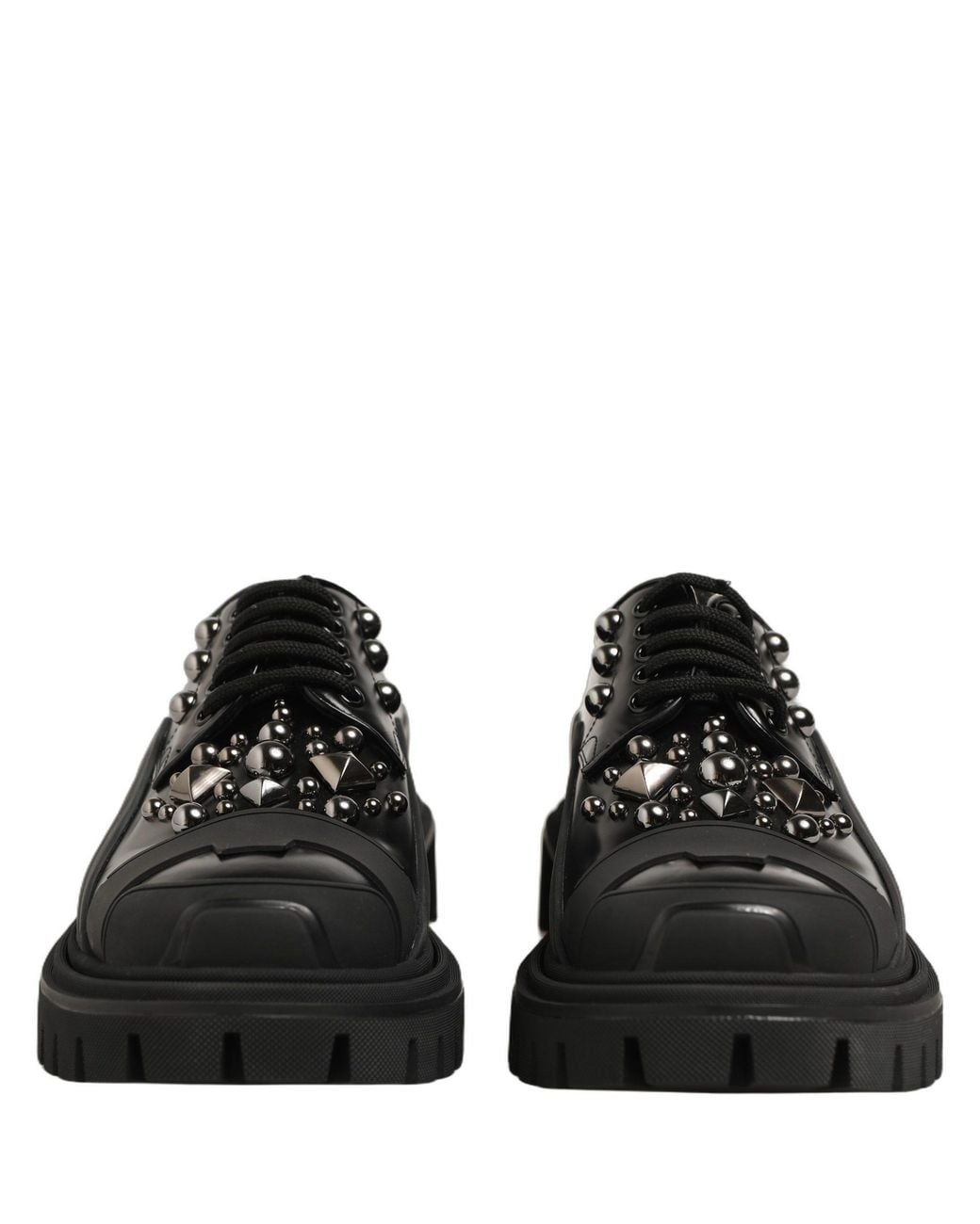 Dolce & Gabbana Black Calfskin Leather Trekking Derby Shoes Calf for men
