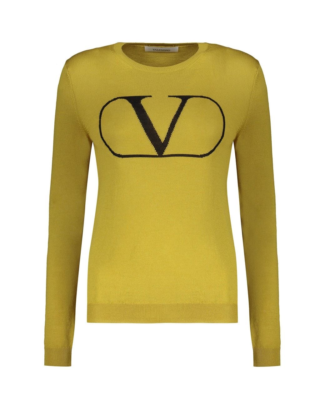 Valentino Yellow Wool Crewneck Sweater Clothing