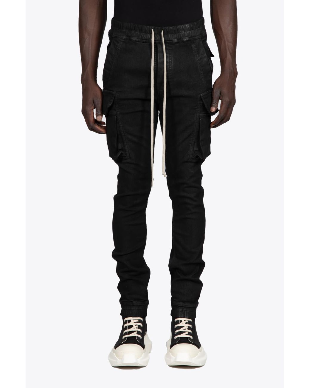 Rick Owens DRKSHDW Mastodon Cut Black Denim Skinny Cargo Pant