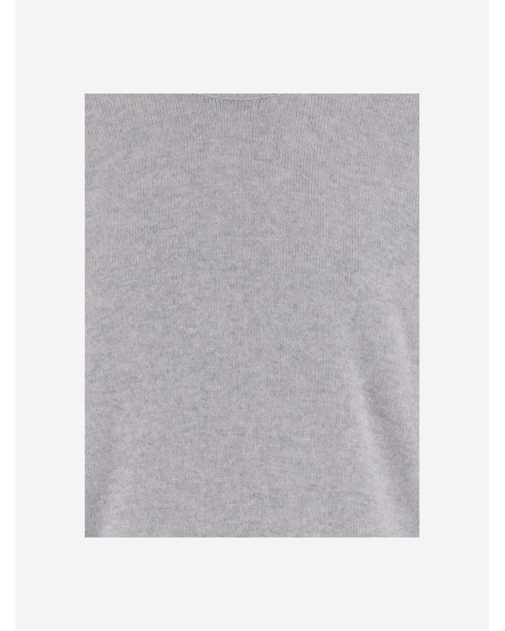 Bottega Veneta Gray Cashmere Sweater With Leather Detail for men