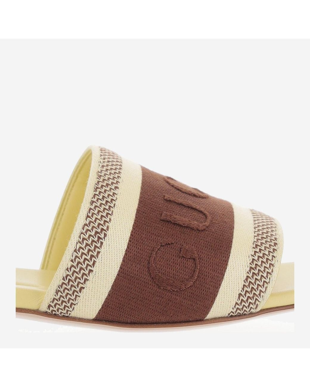 Gucci Brown Platform Sandals Gg Canvas Cotton