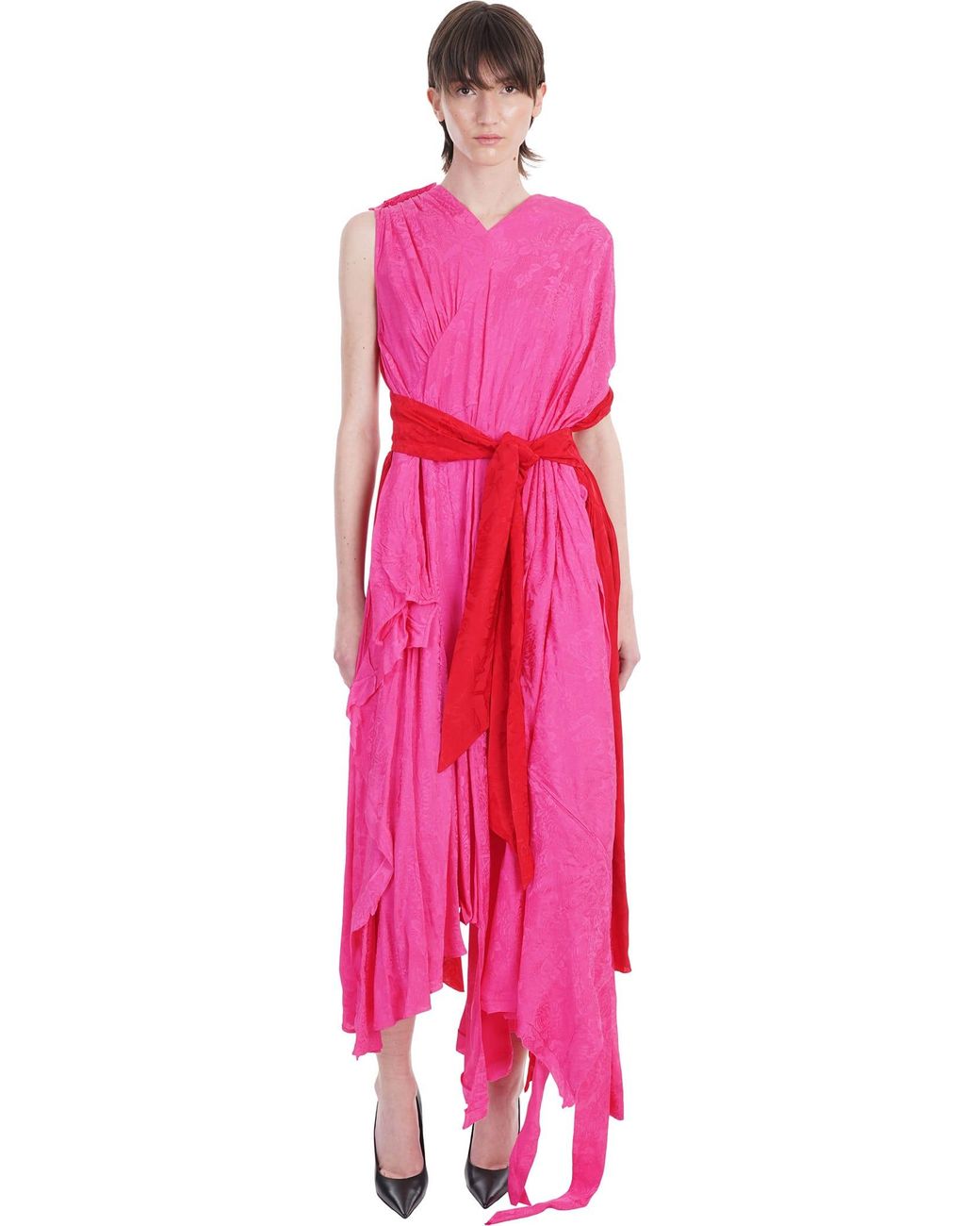 Balenciaga Synthetic Dress In Rose-pink Viscose | Lyst
