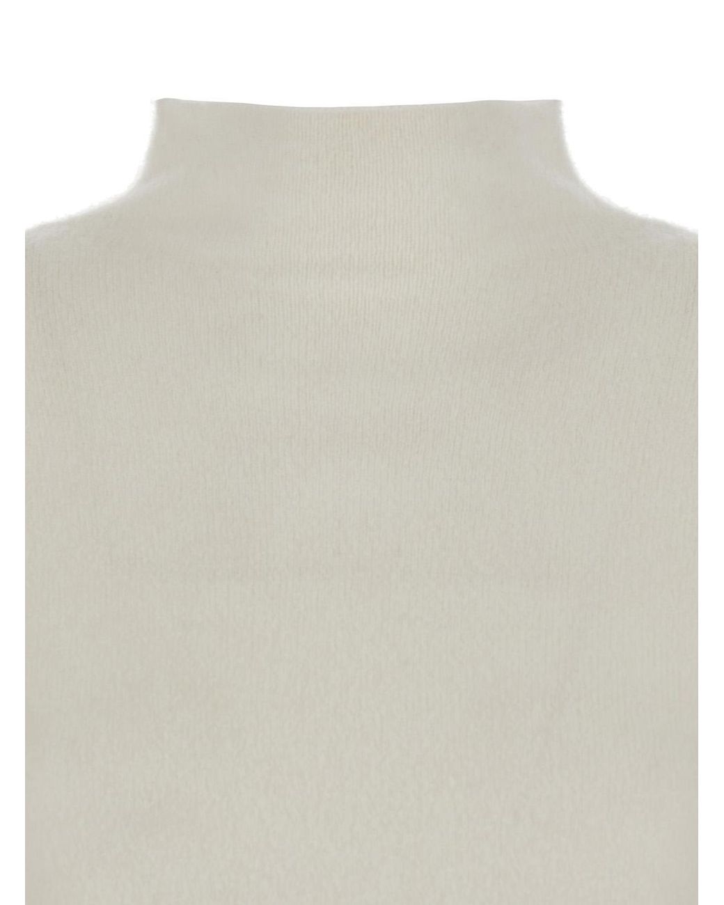 Max Mara White Cashmere Blend High Neck Sweater Tops
