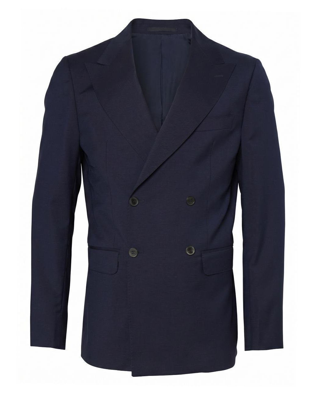 Low Brand Blue Regular-Fit Wool Double-Breasted Blazer With Peak Lapel And Central Back Slit for men