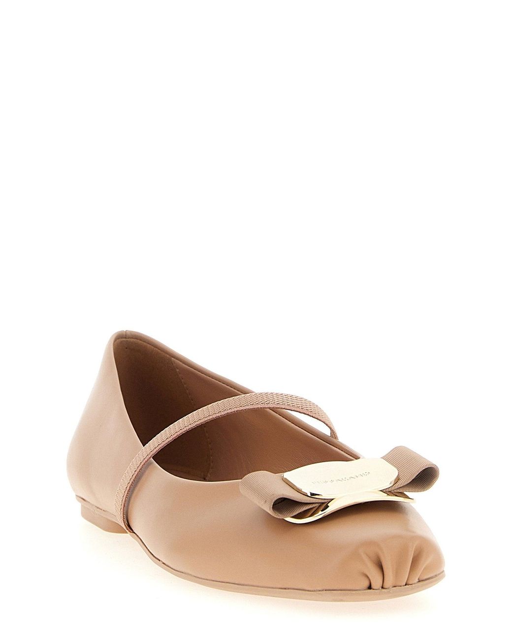 Ferragamo White Zina Ballet Flat