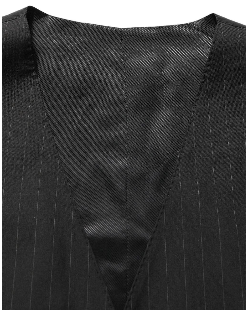 Dolce & Gabbana Black Stripes Slim Fit Formal 3 Piece Suit Virgin Wool Silk for men