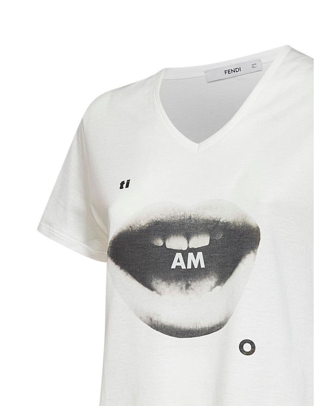 Fendi White Cotton Jersey T-Shirt With Ti Amo Print