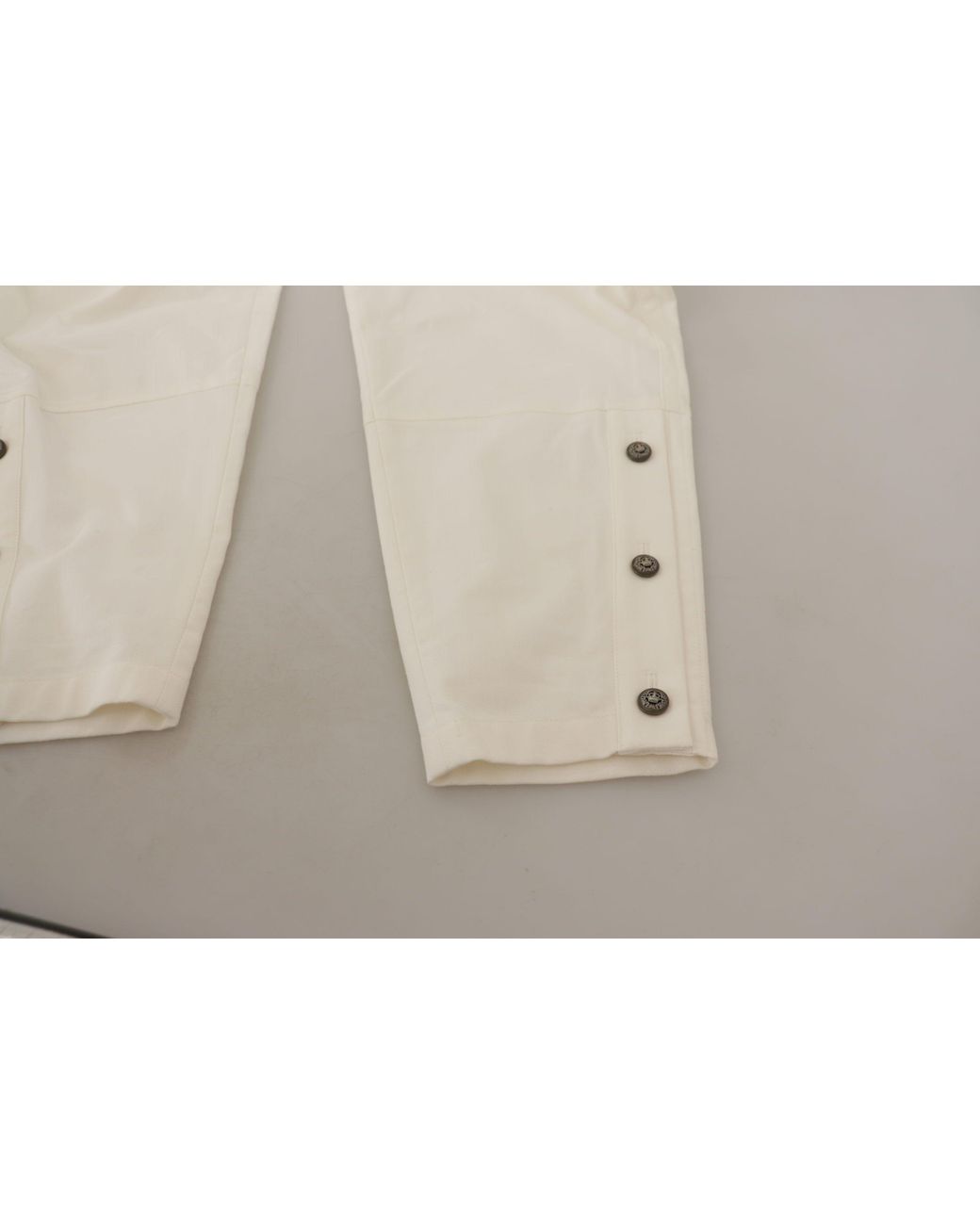 Dolce & Gabbana White High Waist Tapered Cotton Pants Elastane