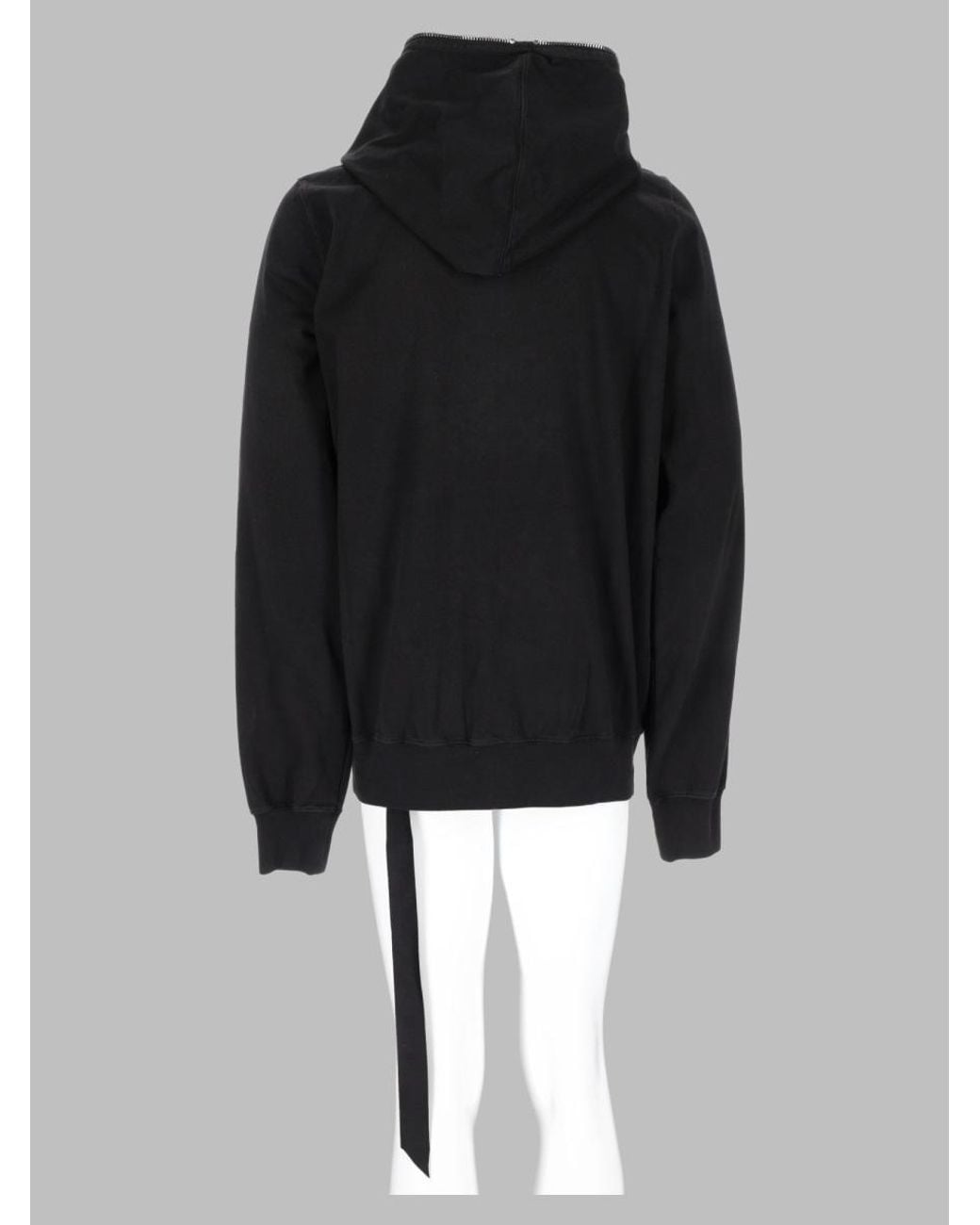 Rick Owens Black Hooded Sweatshirt Gimp Cotton T-Shirts And Polos for men