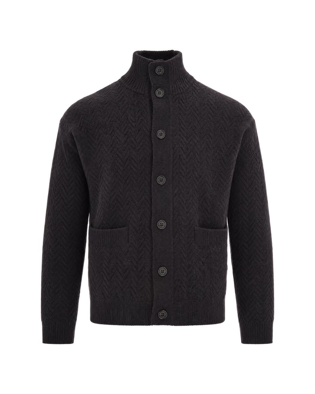 Paolo Pecora Blue Operato Cardigan Wool Sweater for men