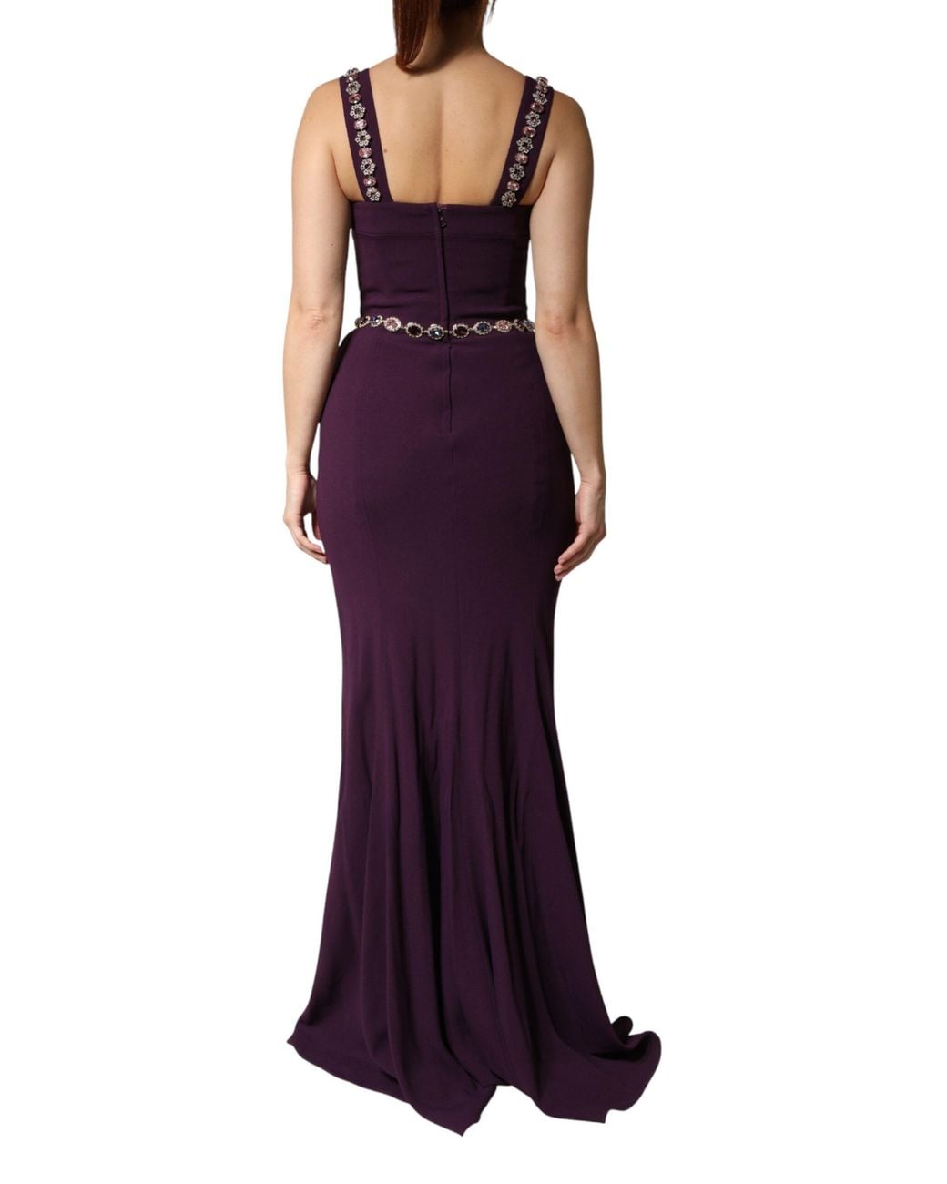 Dolce & Gabbana Purple Embellished Sheath Mermaid Gown Dress 46+03+Vi