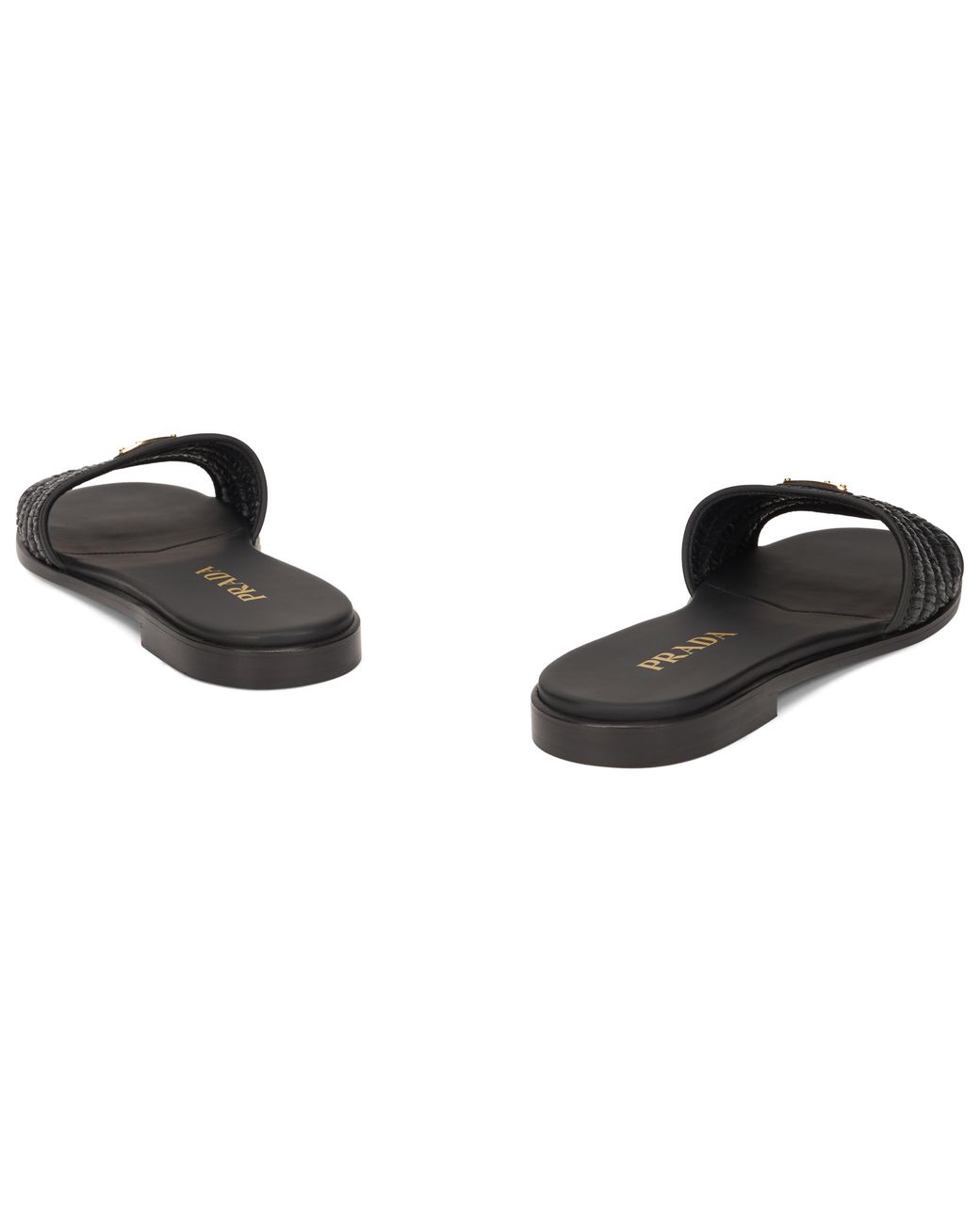 Prada Black Prada Crochet Viscose With Raffia Effect Slide Sandal
