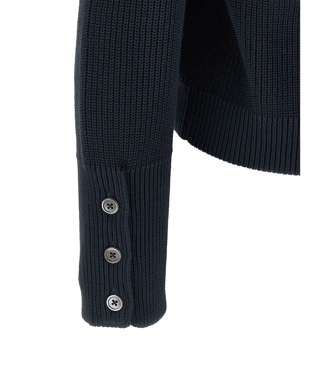 Thom Browne Blue Garment-Dyed Knit Cardigan