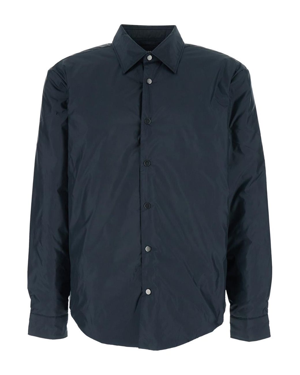 Boss Blue Jacket With Classic Collar And Button Closure On The Front for men