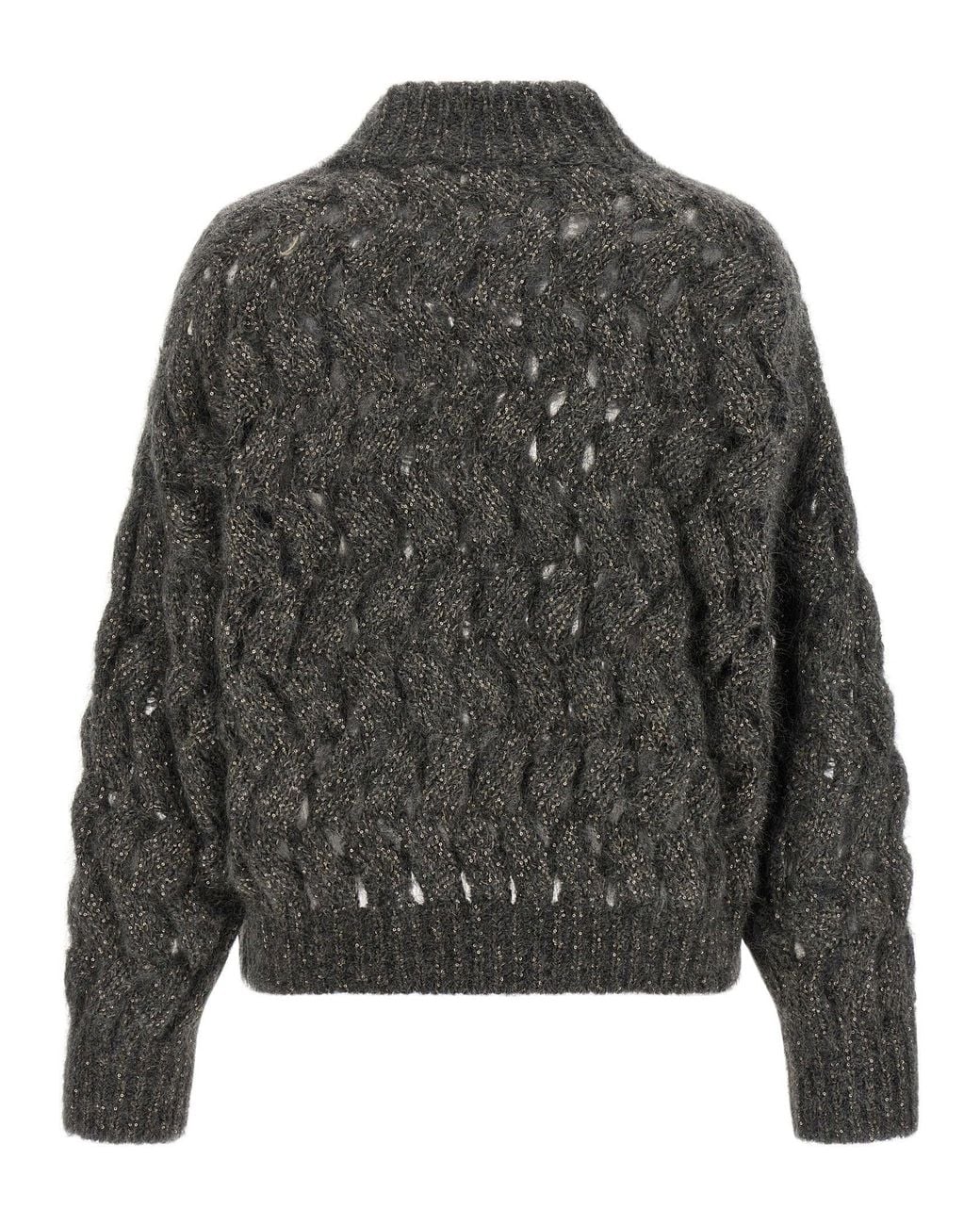 Brunello Cucinelli Gray Dazzling Waves Sweater