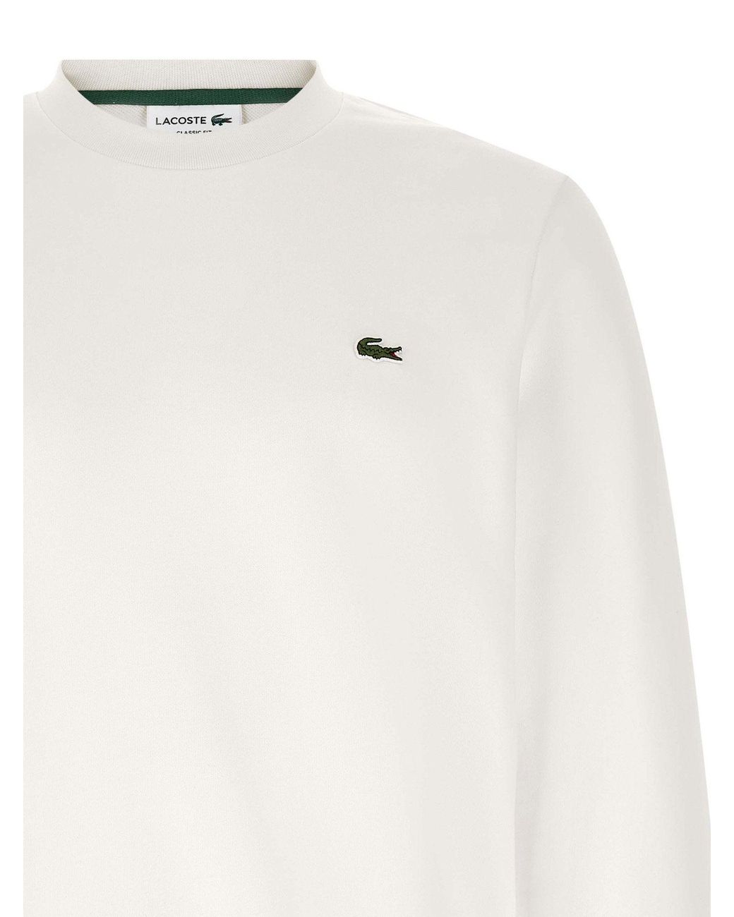 Lacoste White Embroidered Logo Sweatshirt