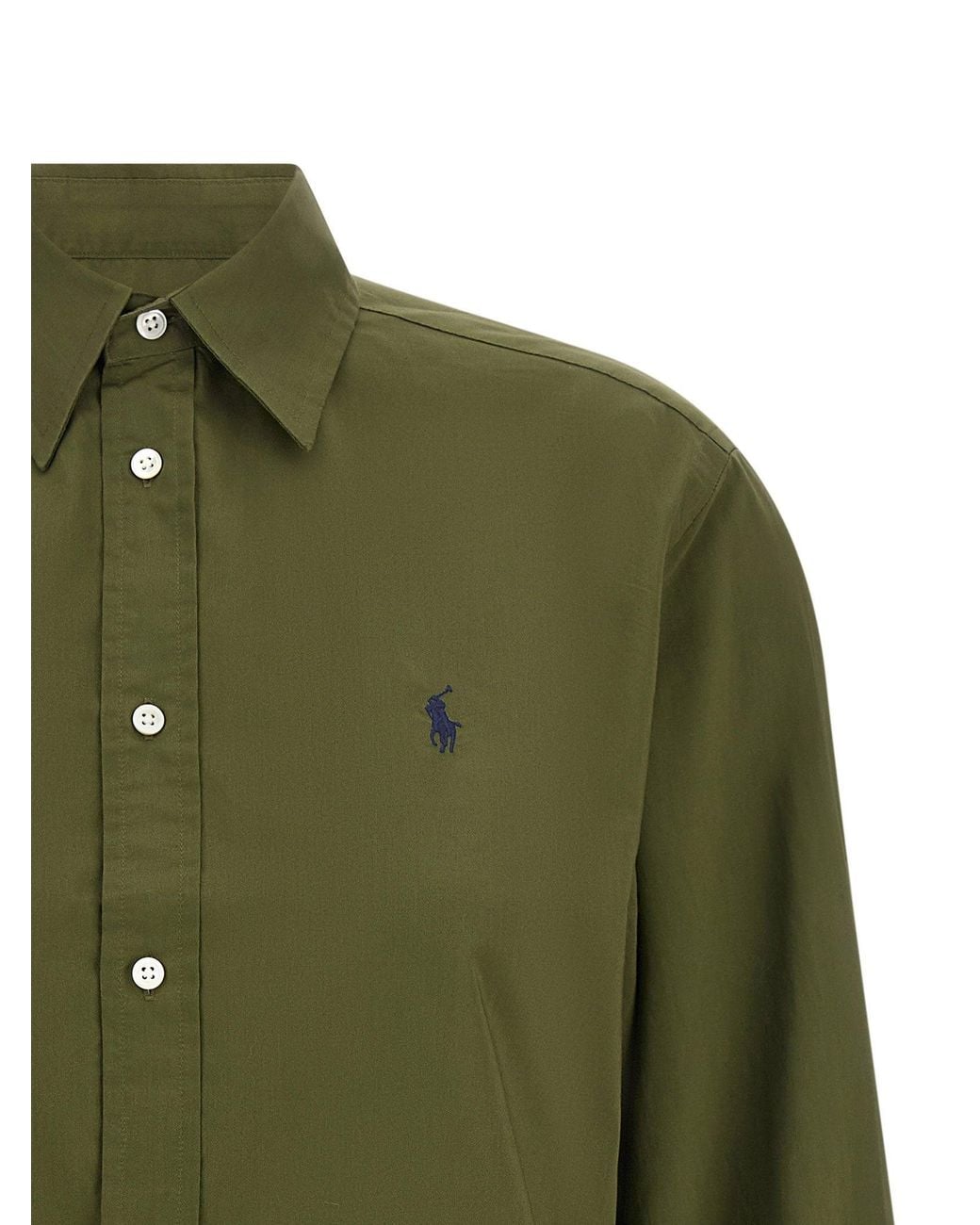 Polo Ralph Lauren Green Logo-Embroidered Cotton Shirt