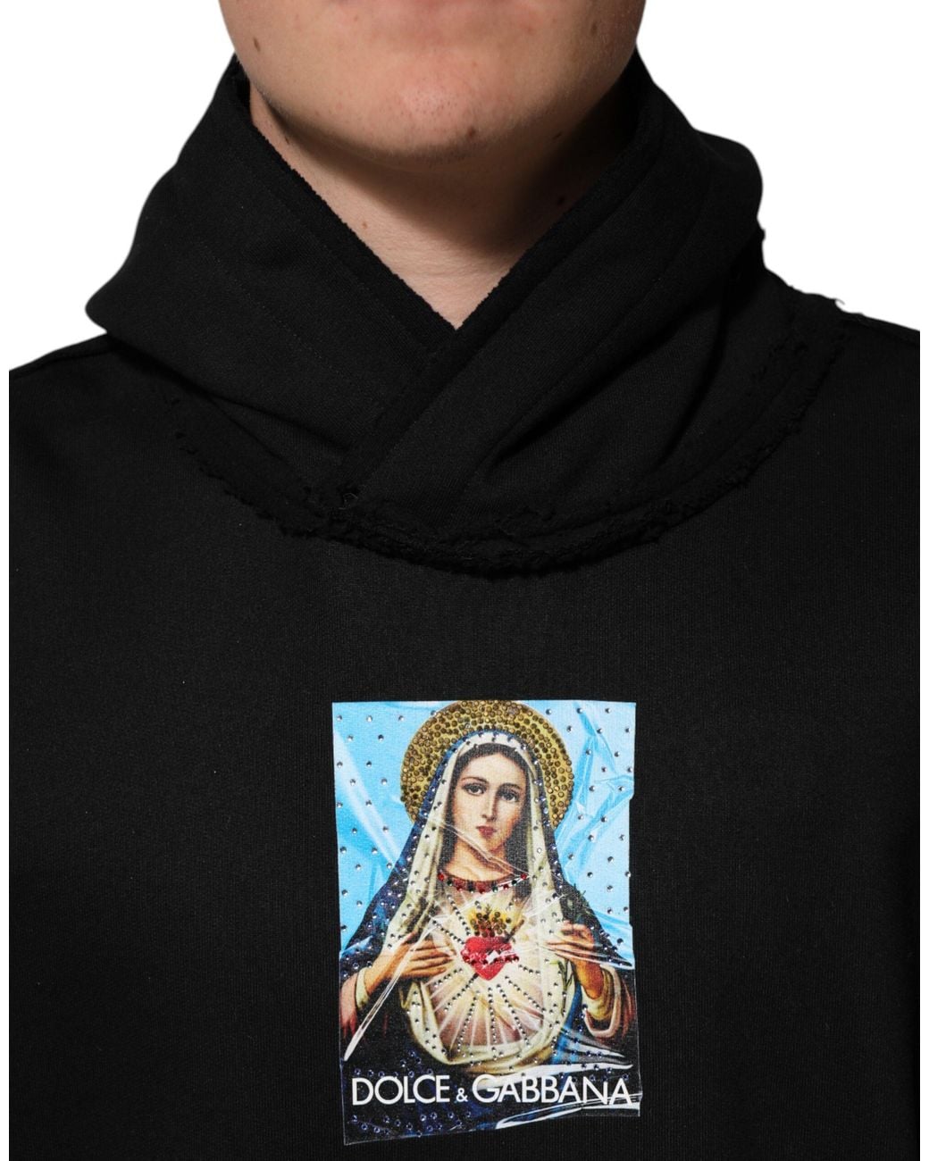 Dolce & Gabbana Black Graphic Print Relaxed Hoodie for men