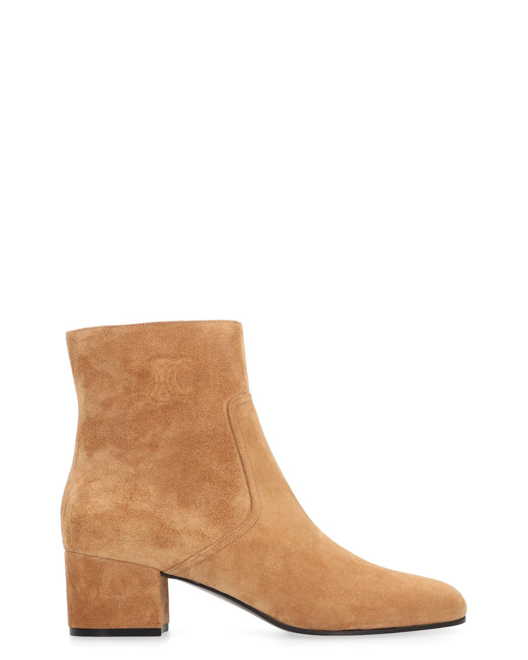 Céline Brown Suede Ankle Boots With Medium Heel Calf