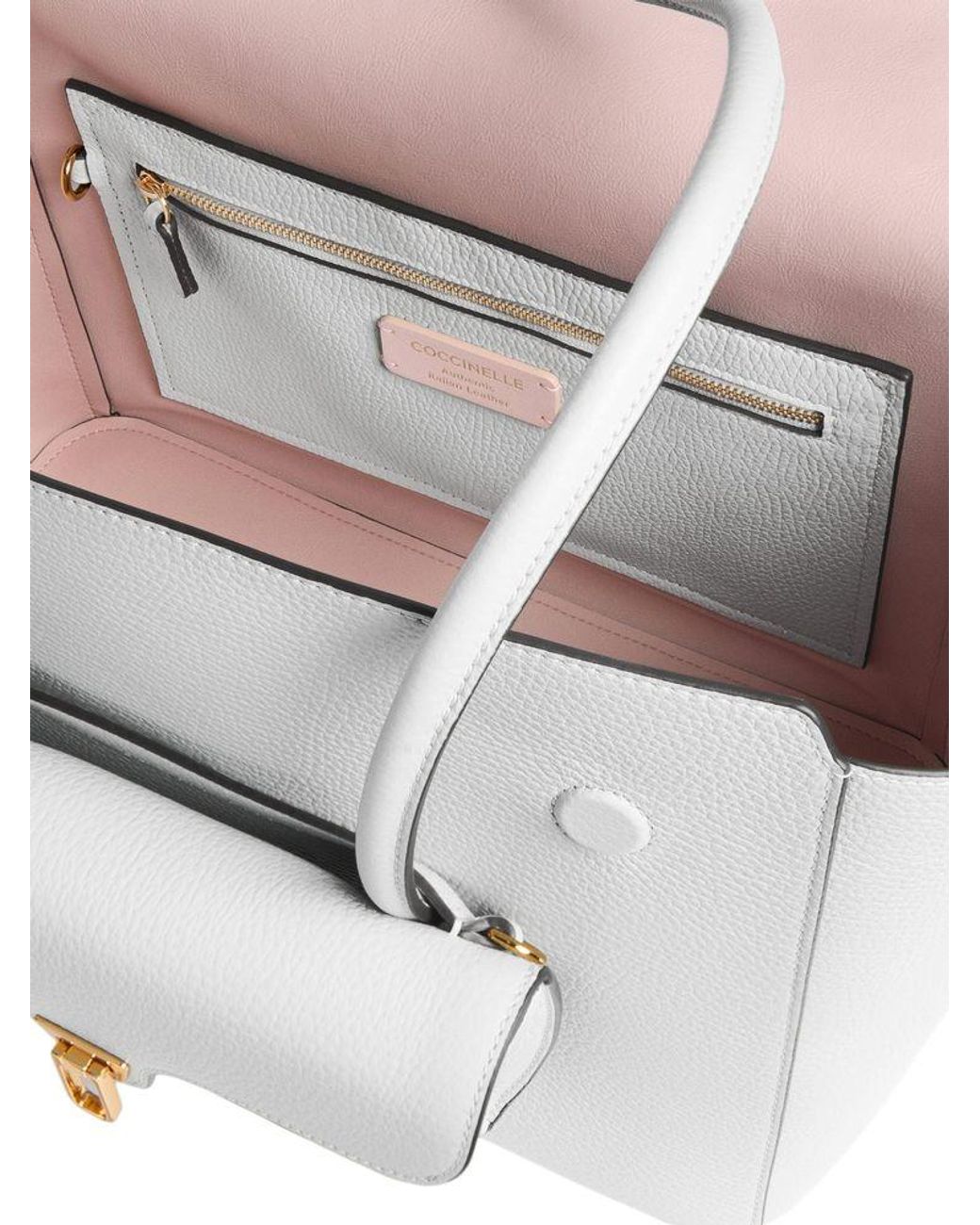 Coccinelle White Shopper Bag Bovine Leather