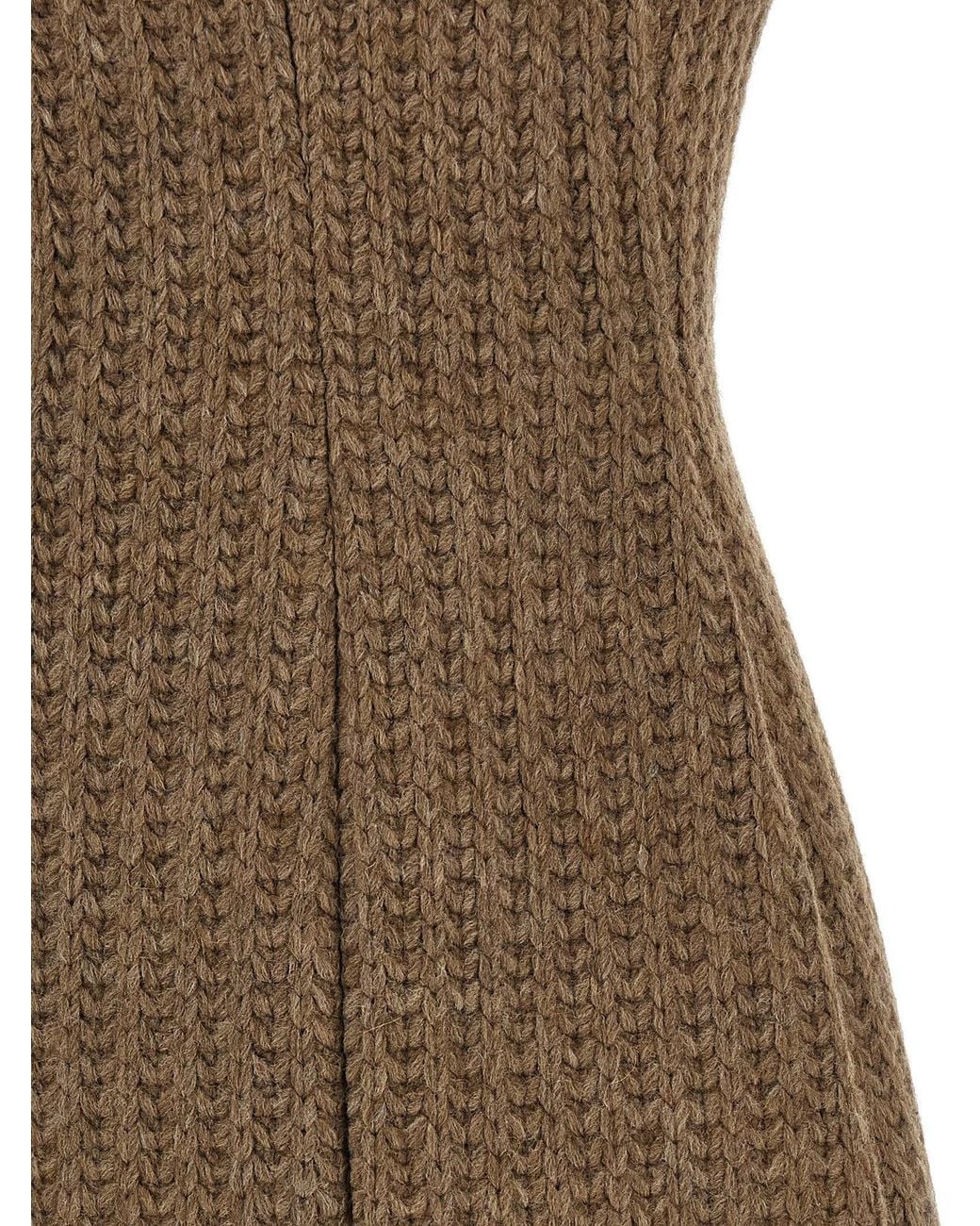 GIUSEPPE DI MORABITO Brown Ribbed Wool Knit Mini Dress