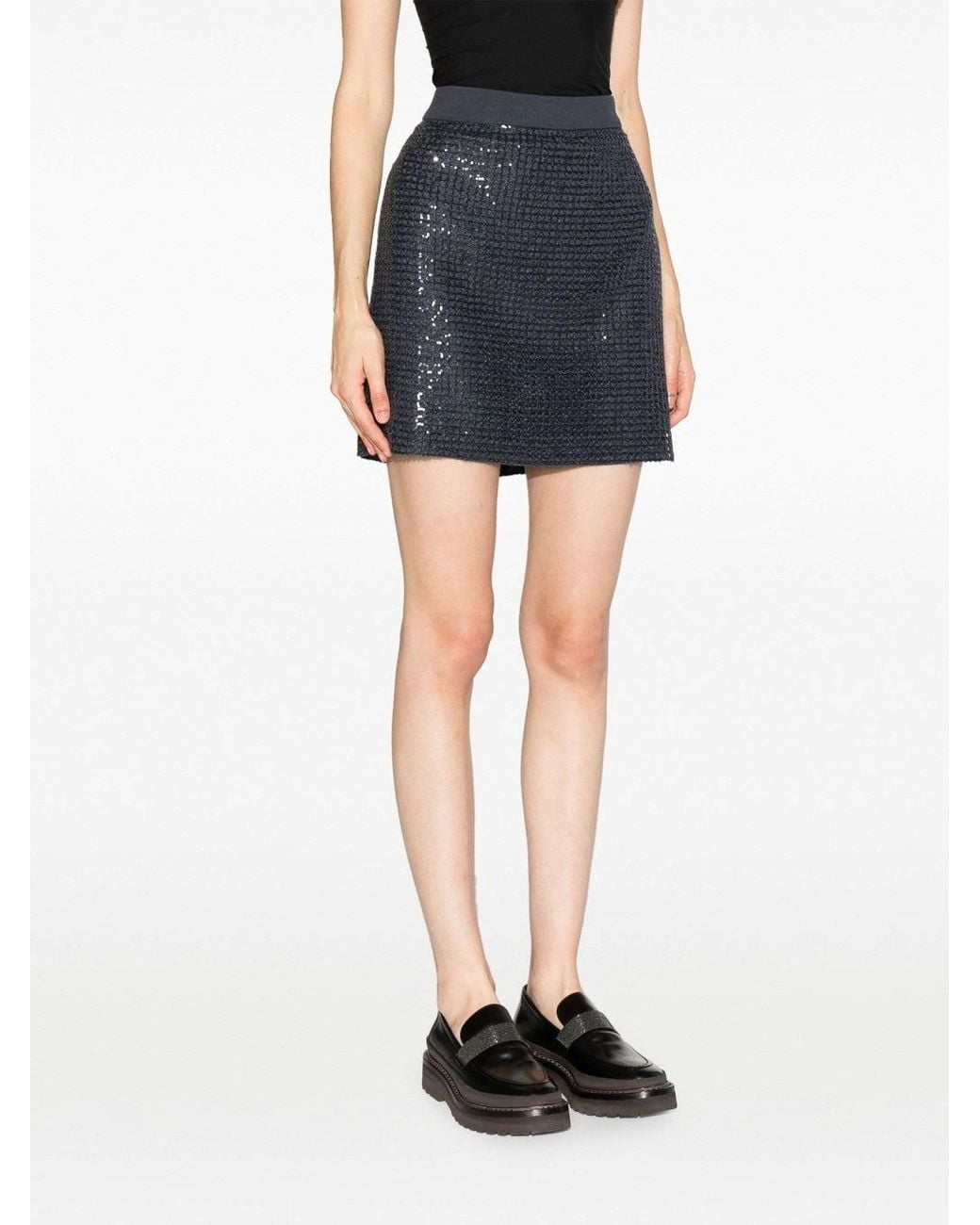 Brunello Cucinelli Blue Gray Acetate Mini Skirt
