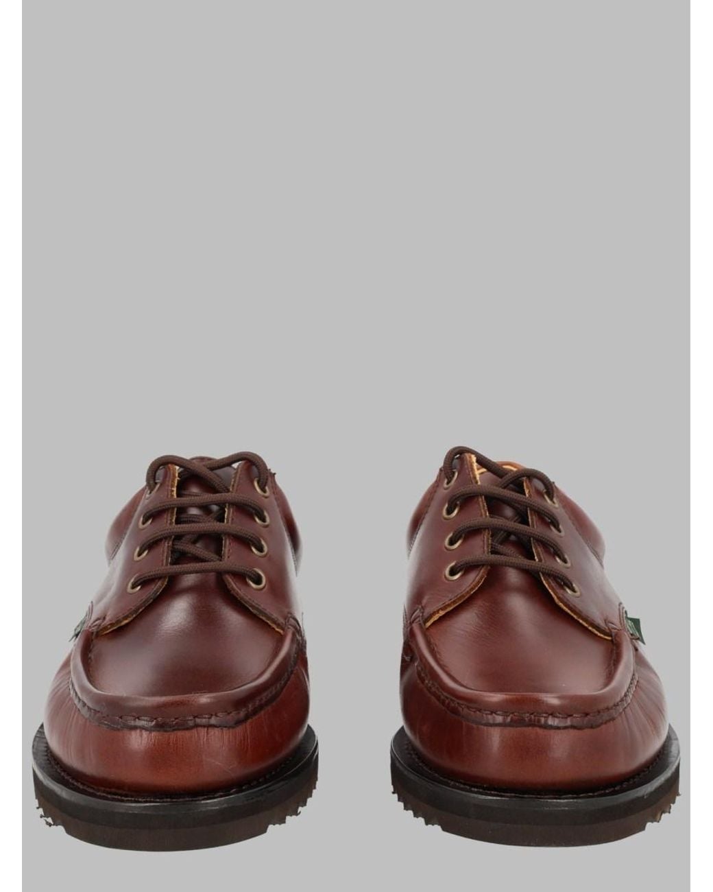 Paraboot Brown Lace-Up Shoes Thiers Leather Flat for men