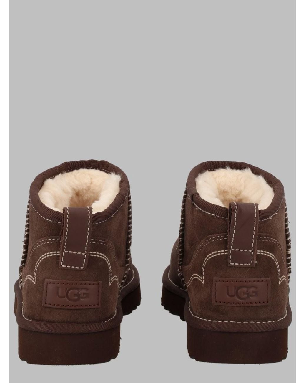 Ugg Brown Ankle Boots Classic Ultra Mini Western Leather
