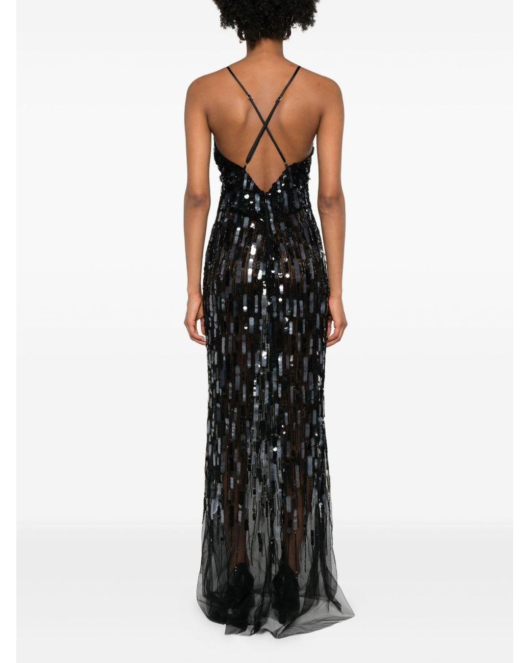 Elisabetta Franchi Black Sequin Embellished Dress