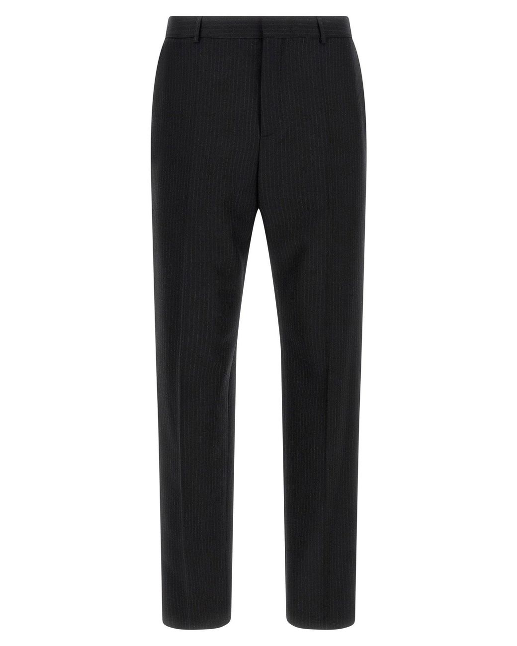 Saint Laurent Black Pinstriped Wool Trousers for men