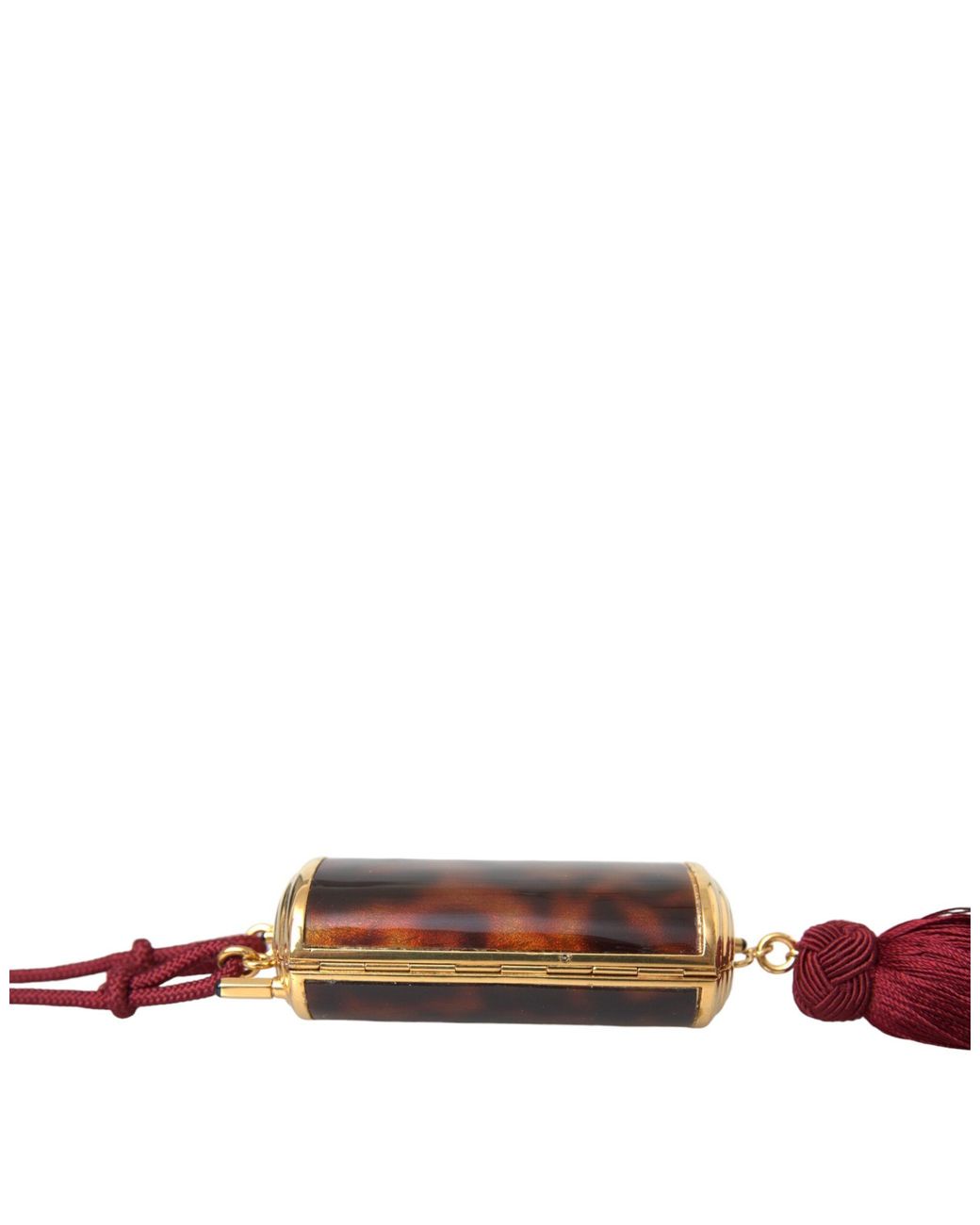 Dolce & Gabbana Brown Leopard Mini Mirror Tassel Make Up Holder Bag