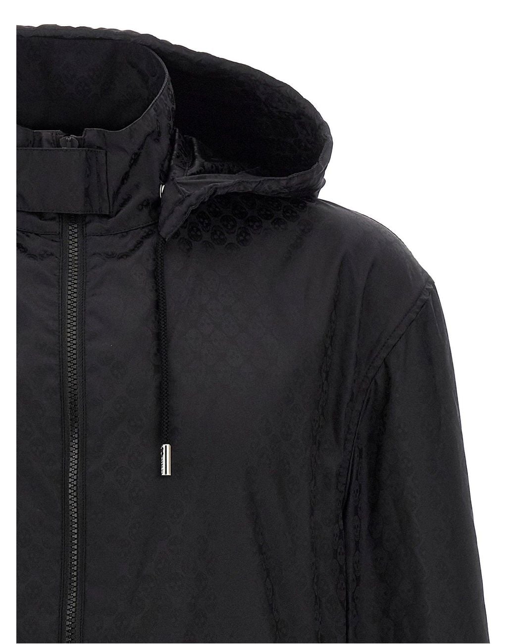 McQueen Black Skull Jacquard Nylon Jacket